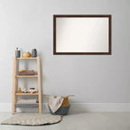 Amanti Art 39"x27" Specchio da parete non smussato in legno sottile per bagno Noce caldo: Specchio rettangolare moderno, montaggio a parete, cornice in legno