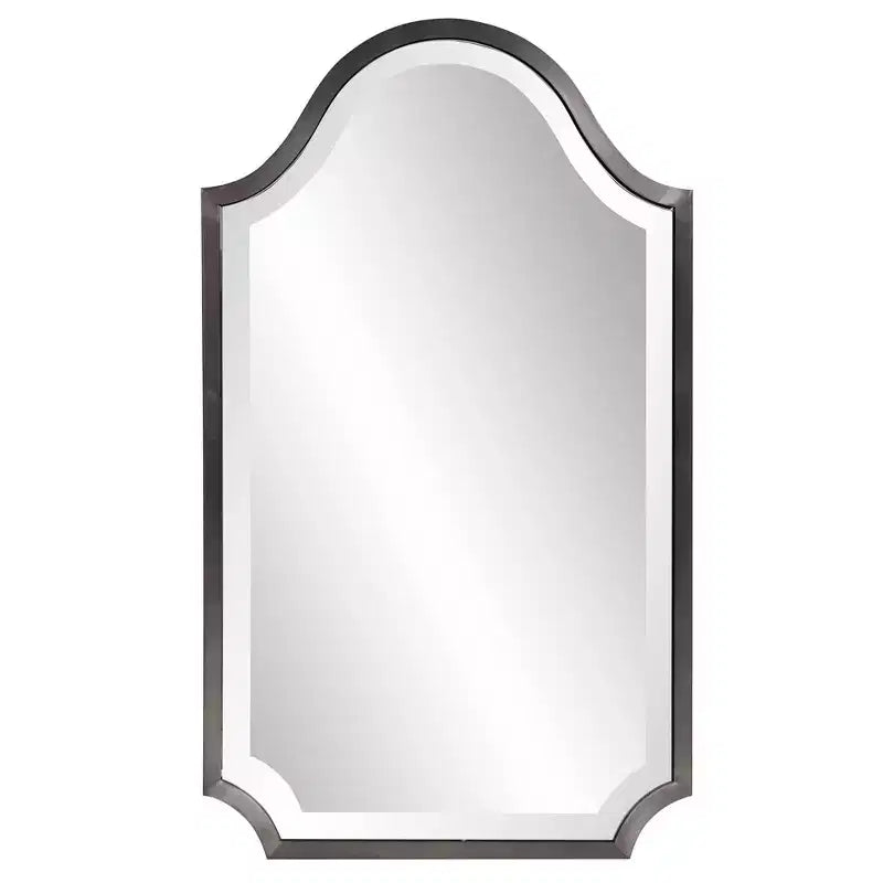 Howard Elliott 27"x16" Stainless Steel Framed Shield Mirror Brushed Dark Silver: Modern Style, No Assembly Required