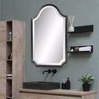 Howard Elliott 27"x16" Specchio a Scudo con Cornice in Acciaio Inox, Argento Scuro Spazzolato: Stile Moderno, Nessun Montaggio Richiesto