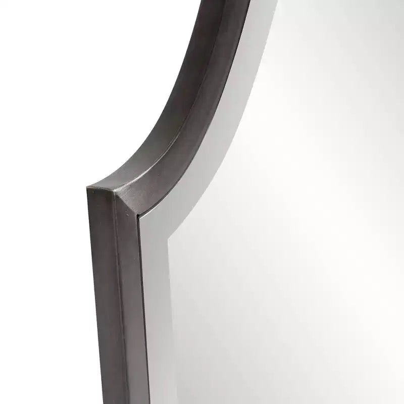 Howard Elliott 27"x16" Specchio a Scudo con Cornice in Acciaio Inox, Argento Scuro Spazzolato: Stile Moderno, Nessun Montaggio Richiesto