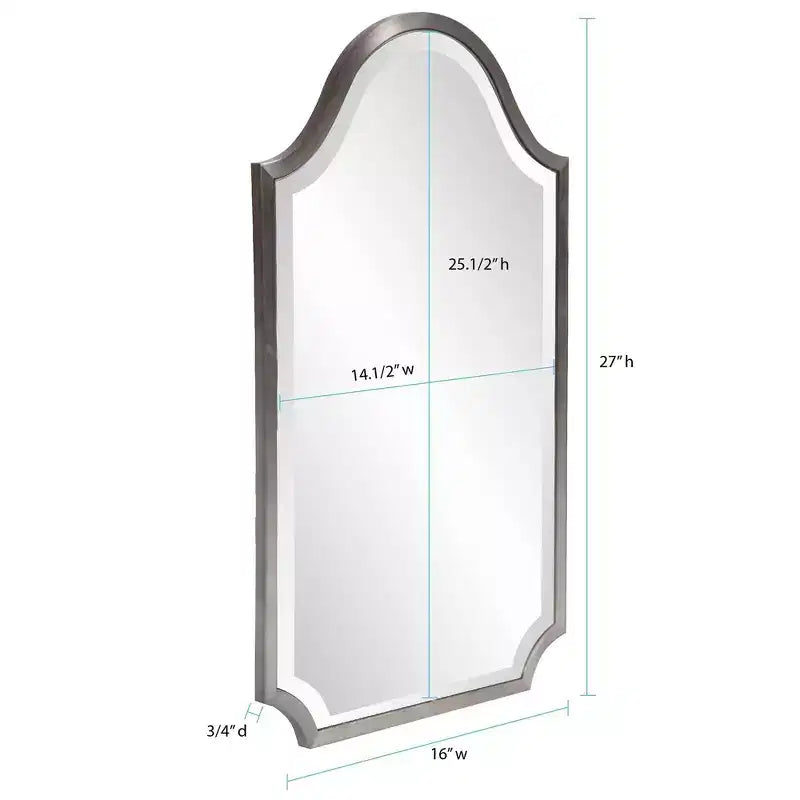 Howard Elliott 27"x16" Specchio a Scudo con Cornice in Acciaio Inox, Argento Scuro Spazzolato: Stile Moderno, Nessun Montaggio Richiesto