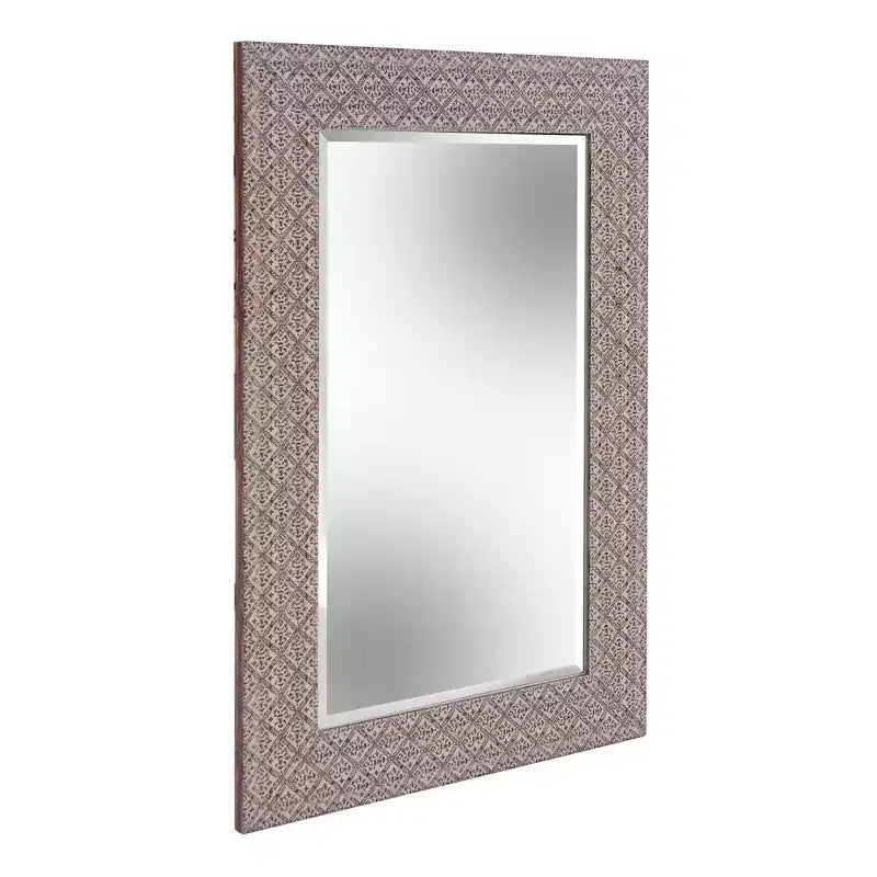 Howard Elliott 35.25"x23.25" Specchio da parete rettangolare con cornice in finto rilievo color tortora: Polistirene moderno, nessun assemblaggio richiesto