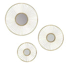 Brewster (Set of 3) Ariston Gold Wall Mirrors: Modern Sunburst Design, Metal Frame, No Assembly Required