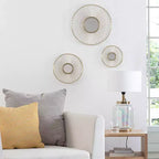 Brewster (Set di 3) Specchi da Parete Ariston Gold: Design Moderno a Raggi di Sole, Cornice in Metallo, Nessun Montaggio Richiesto