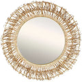 Olivia & May 31"x31" Rattan Handmade Woven Looped Wall Mirror: Farmhouse Style, No Assembly Required