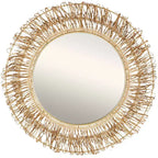 Olivia & May 31"x31" Rattan Handmade Woven Looped Wall Mirror: Farmhouse Style, No Assembly Required
