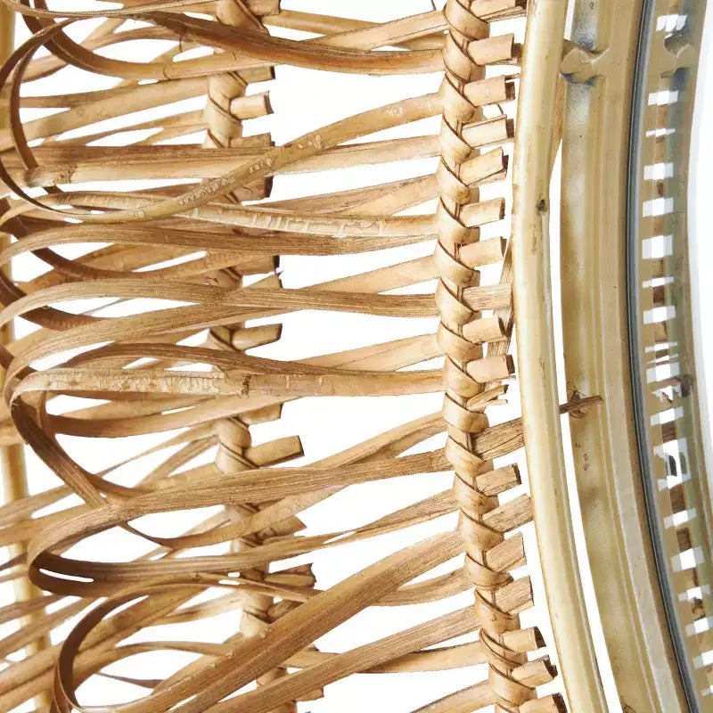 Olivia & May Specchio da Parete Intrecciato a Mano in Rattan con Anelli 78,7x78,7 cm: Stile Rustico, Nessun Montaggio Richiesto