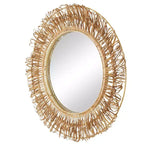 Olivia & May Specchio da Parete Intrecciato a Mano in Rattan con Anelli 78,7x78,7 cm: Stile Rustico, Nessun Montaggio Richiesto