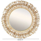 Olivia & May Specchio da Parete Intrecciato a Mano in Rattan con Anelli 78,7x78,7 cm: Stile Rustico, Nessun Montaggio Richiesto