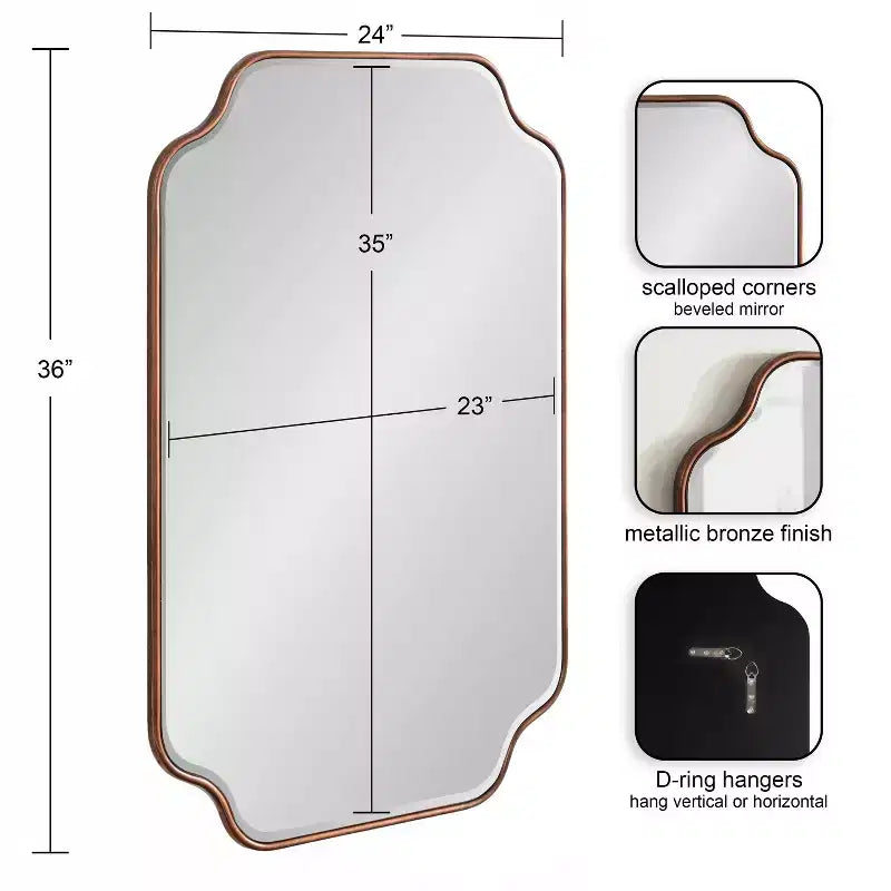 Kate & Laurel All Things Decor Specchio da parete con cornice Plumley 24"x36" Bronzo