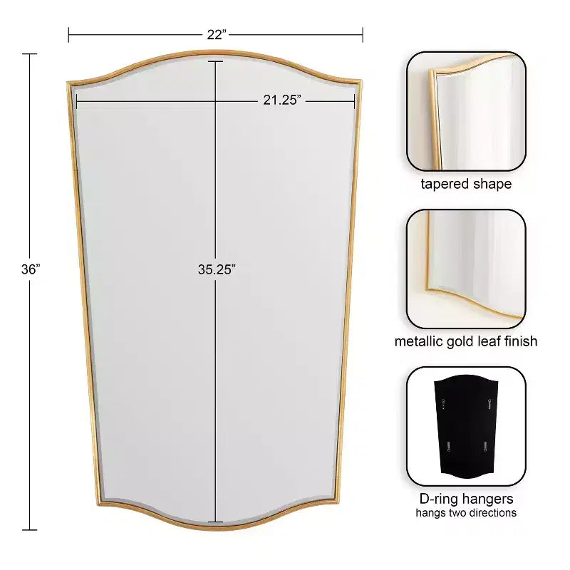 Specchio decorativo con cornice Kate & Laurel All Things Decor, 56x91 cm, affusolato Sedelle, color oro