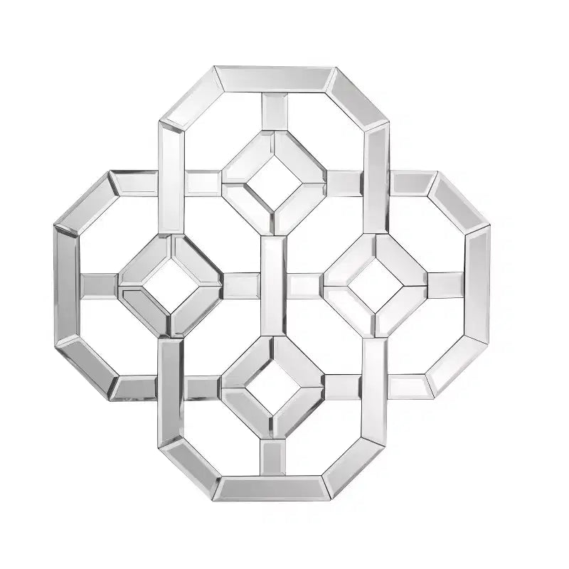Howard Elliott 20"x20" Wall Mirror with Intersecting Mirrored Lines Design: Modern Novelty Shape, No Assembly Required