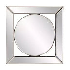 Howard Elliott 12"x12" Lula Square and Round Accent and Wall Mirror: Beveled Edge, Glass Frame, No Assembly Required