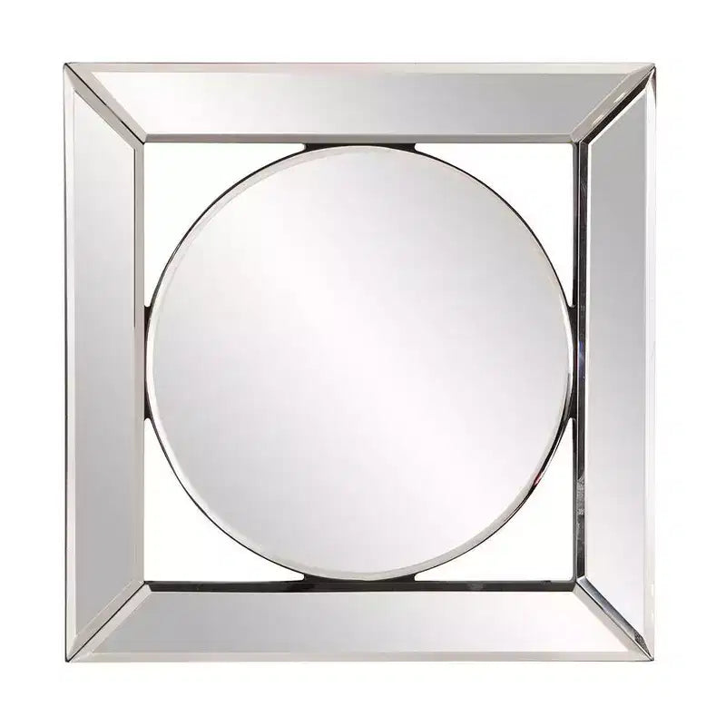 Howard Elliott 12"x12" Lula Square and Round Accent and Wall Mirror: Beveled Edge, Glass Frame, No Assembly Required