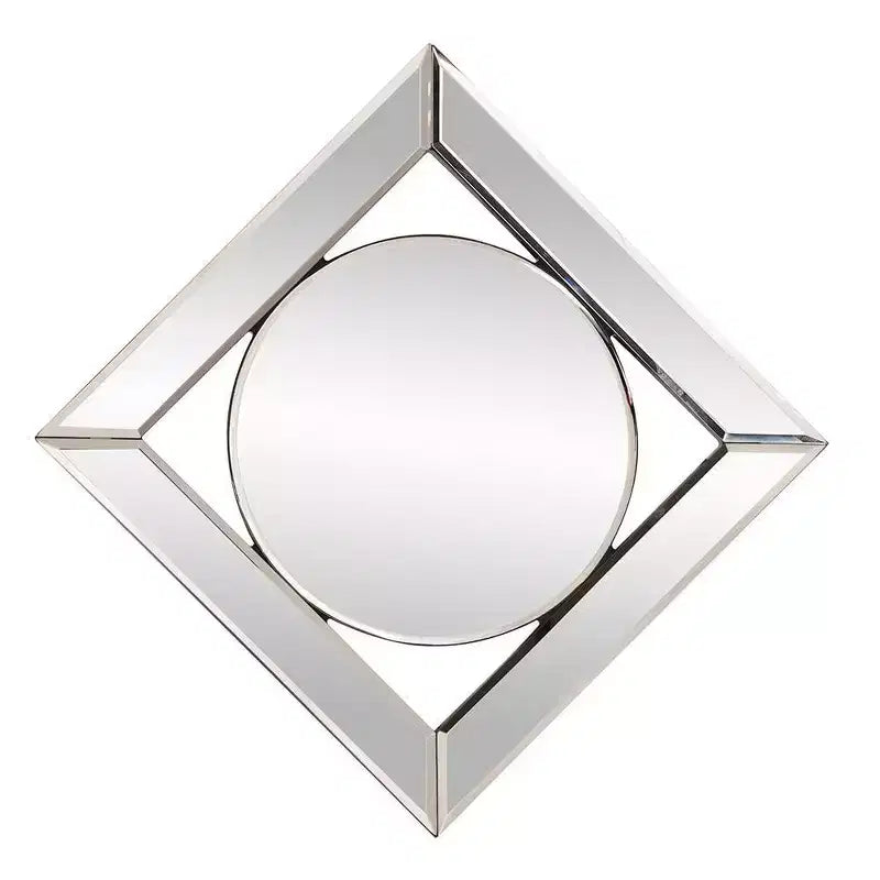 Howard Elliott Specchio da parete e d'accento quadrato e rotondo Lula 12"x12": bordo smussato, cornice in vetro, nessun assemblaggio richiesto