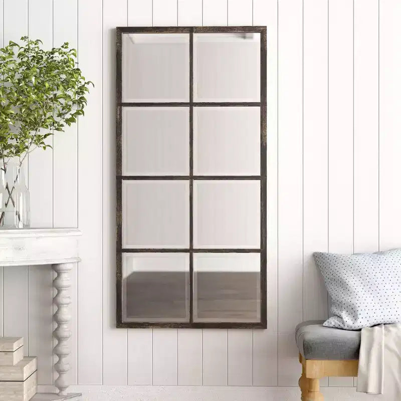 Howard Elliott 24"x48" Specchio da parete Atrium con cornice in metallo, bronzo oliato: vetro smussato, arredamento moderno