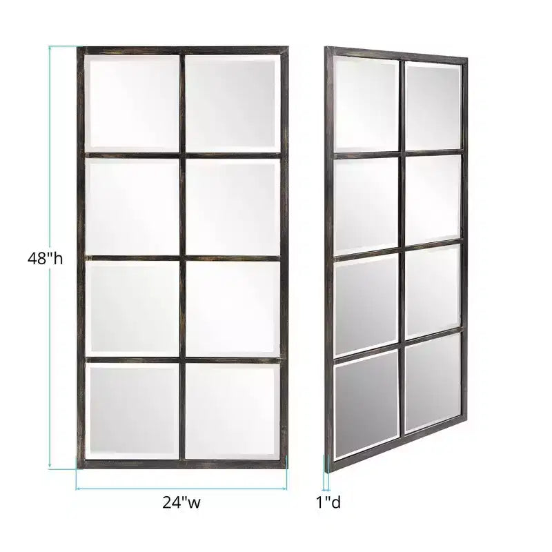 Howard Elliott 24"x48" Specchio da parete Atrium con cornice in metallo, bronzo oliato: vetro smussato, arredamento moderno