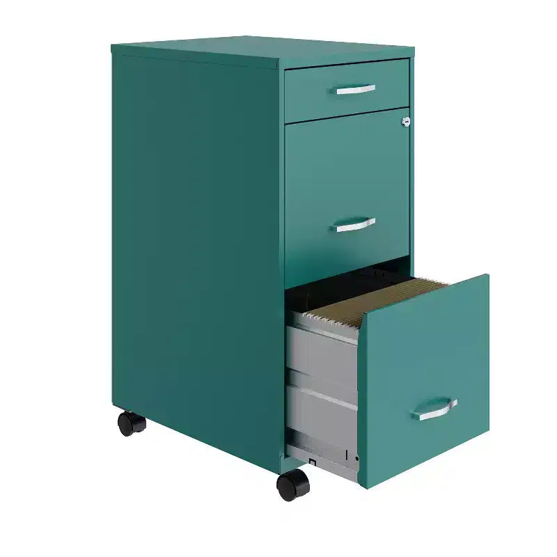 Space Solutions Classificatore verticale mobile a 3 cassetti larghezza Letter, profondo 18", colore ottanio
