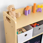 Humble Crew Organizer per bambini con contenitori in tessuto e ante illustrate Legno naturale: struttura in MDF, 1 ripiano, età 2+, 86 cm L x 81 cm H