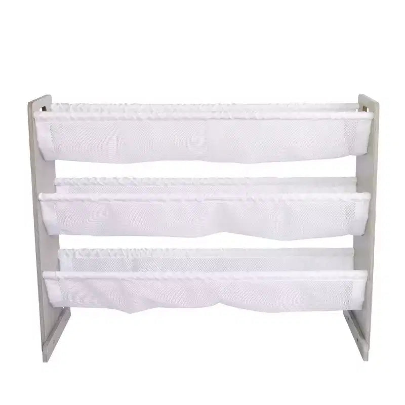 Humble Crew Kids' Slate Stuffed Animal Organizer Gray: MDF Frame, 3 Shelves, 4-Piece Bin Shelves, 32" H x 42" W x 11" D