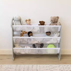 Organizzatore per animali di peluche per bambini Humble Crew Slate grigio: struttura in MDF, 3 ripiani, 4 ripiani a contenitore, 81,3 cm A x 106,7 cm L x 27,9 cm P