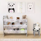 Organizzatore per animali di peluche per bambini Humble Crew Slate grigio: struttura in MDF, 3 ripiani, 4 ripiani a contenitore, 81,3 cm A x 106,7 cm L x 27,9 cm P