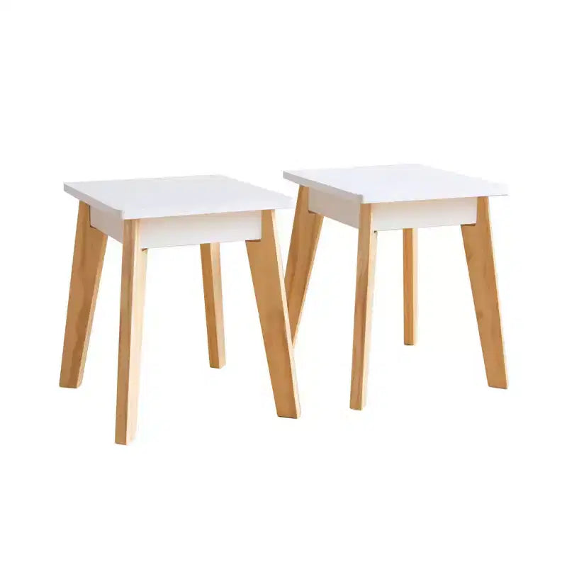 WildKin Sgabelli da Tavolo per Bambini per Arti e Mestieri 2pz Bianco: Struttura in Legno Non Imbottita, Sgabello per Bambini, Sedia da Pranzo