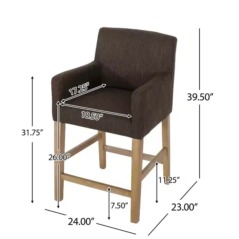 Sgabelli da bancone Christopher Knight Home Chaparral in tessuto contemporaneo con struttura in legno, altezza 66 cm (set da 2)