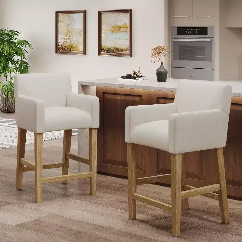 Sgabelli da bancone Christopher Knight Home Chaparral in tessuto contemporaneo con struttura in legno, altezza 66 cm (set da 2)