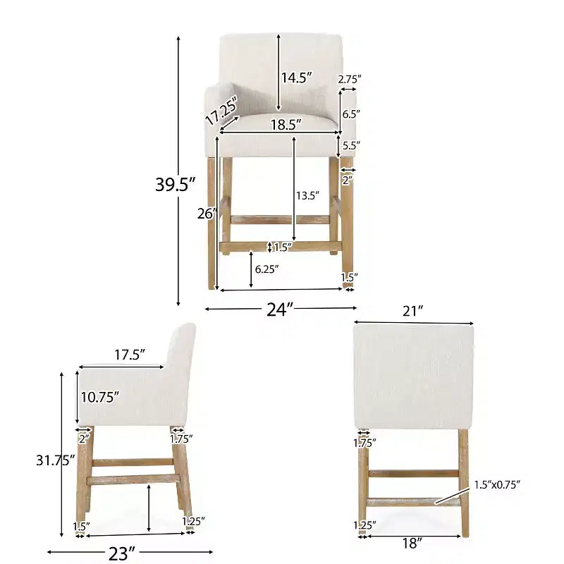 Sgabelli da bancone Christopher Knight Home Chaparral in tessuto contemporaneo con struttura in legno, altezza 66 cm (set da 2)