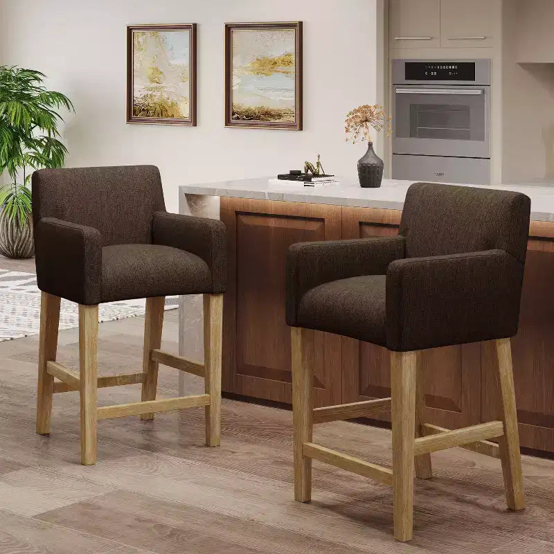 Sgabelli da bancone Christopher Knight Home Chaparral in tessuto contemporaneo con struttura in legno, altezza 66 cm (set da 2)