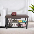 Shoe Bench, 3-Tier Shoe Rack for Entryway, Storage Organizer with Foam Padded Seat, Faux Leather, Metal Frame, for Living Room, Hallway
