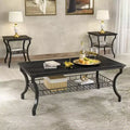 VECELO Set of 3 Coffee Table Sets2 Tier End Table with Open Storage Shelf for Living Room, Bedroom