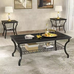 VECELO Set of 3 Coffee Table Sets2 Tier End Table with Open Storage Shelf for Living Room, Bedroom