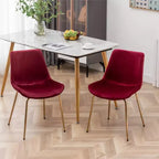 Roundhill Furniture Aufurr Modern Velvet Dining Chair, Red, Set of 2