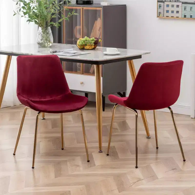 Sedia da pranzo moderna in velluto Aufurr di Roundhill Furniture, rossa, set da 2