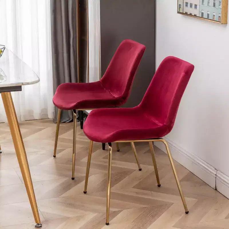 Sedia da pranzo moderna in velluto Aufurr di Roundhill Furniture, rossa, set da 2