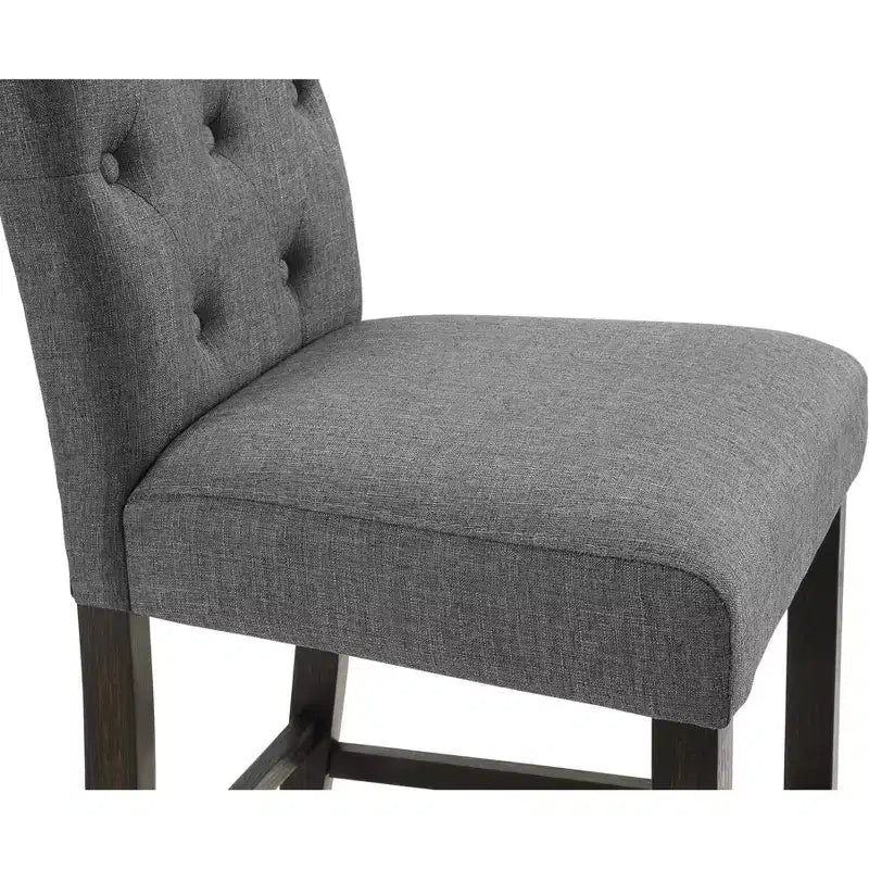 Sgabello da bar Leviton di Roundhill Furniture in legno massello con rivestimento trapuntato, grigio, set da 2