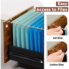 DEXYLLO Cassettiera con rotelle a 3 cassetti con serratura, classificatore in legno adatto per formato Letter/A4 per ufficio domestico