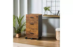 DEXYLLO Cassettiera con rotelle a 3 cassetti con serratura, classificatore in legno adatto per formato Letter/A4 per ufficio domestico
