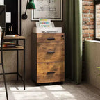 DEXYLLO Cassettiera con rotelle a 3 cassetti con serratura, classificatore in legno adatto per formato Letter/A4 per ufficio domestico