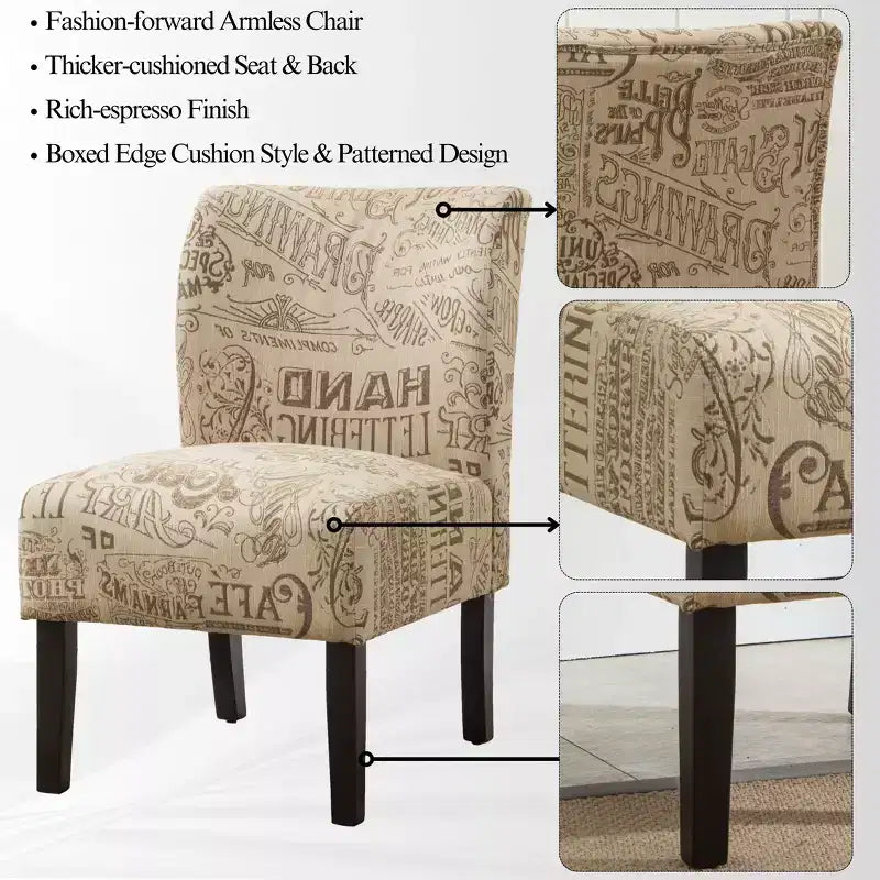 Poltrona moderna senza braccioli in tessuto Capa di Roundhill Furniture