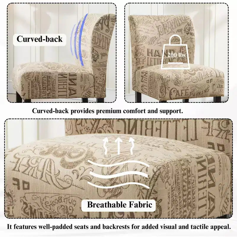 Poltrona moderna senza braccioli in tessuto Capa di Roundhill Furniture