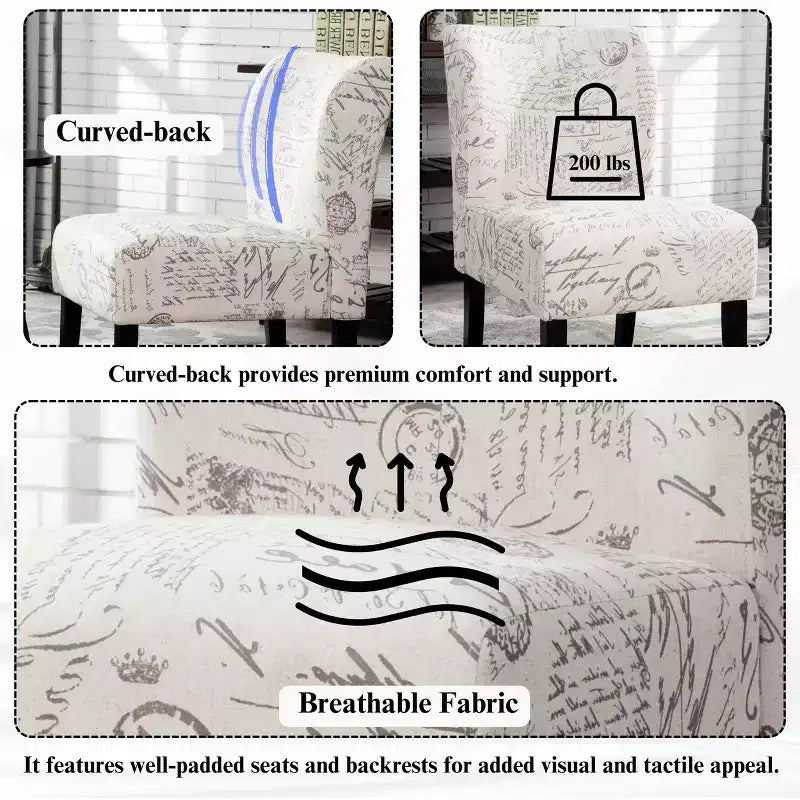 Poltrona moderna senza braccioli in tessuto Capa di Roundhill Furniture