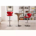 Roundhill Furniture Masaccio Faux Leather Airlift Adjustable Swivel Barstool, Red, Set of 2