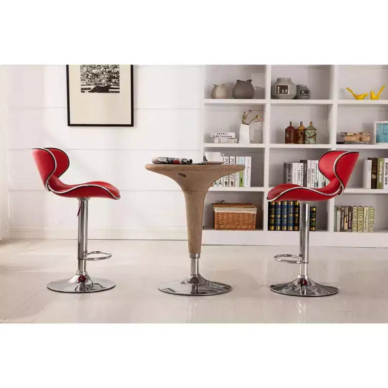 Sgabello da bar girevole regolabile in similpelle Roundhill Furniture Masaccio, rosso, set da 2