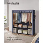SONGMICS Portable Closet, Wardrobe Closet Organizer with Cover, 4 Hanging Rods and Shelves, 4 Side Pockets, 66.9 x 17.7 x 65.7 Inches, Large Capacity