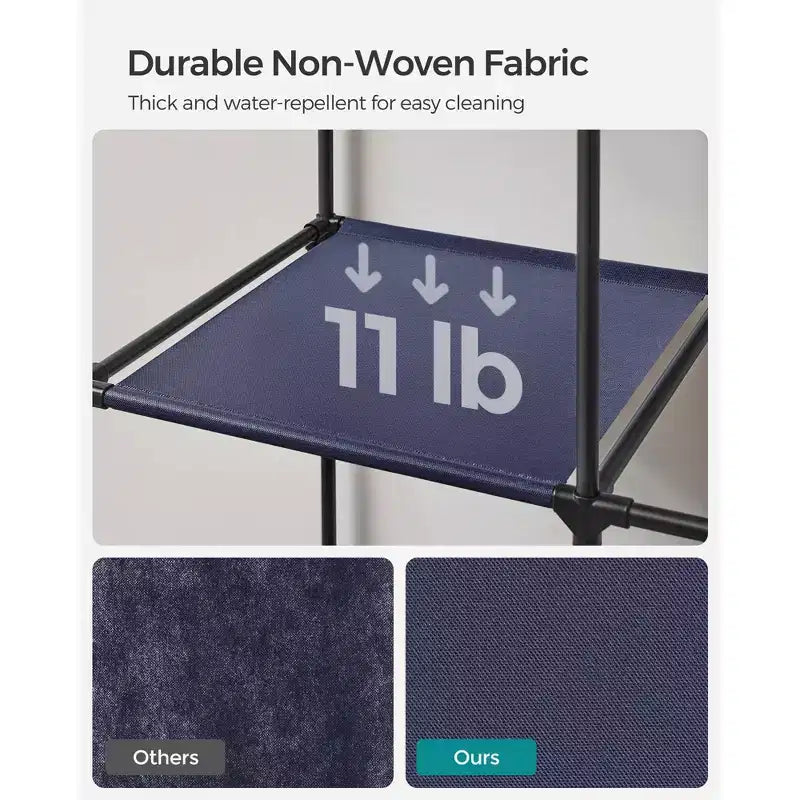 SONGMICS Armadio Portatile, Organizzatore per Armadio con Copertura, 4 Aste Appendiabiti e Ripiani, 4 Tasche Laterali, 170 x 45 x 167 cm, Grande Capacità