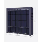 SONGMICS Armadio Portatile, Organizzatore per Armadio con Copertura, 4 Aste Appendiabiti e Ripiani, 4 Tasche Laterali, 170 x 45 x 167 cm, Grande Capacità