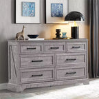 Cassettiera ampia 52" in stile rustico con 7 cassetti per camera da letto, cassettiera in legno con texture naturale per camera da letto, soggiorno